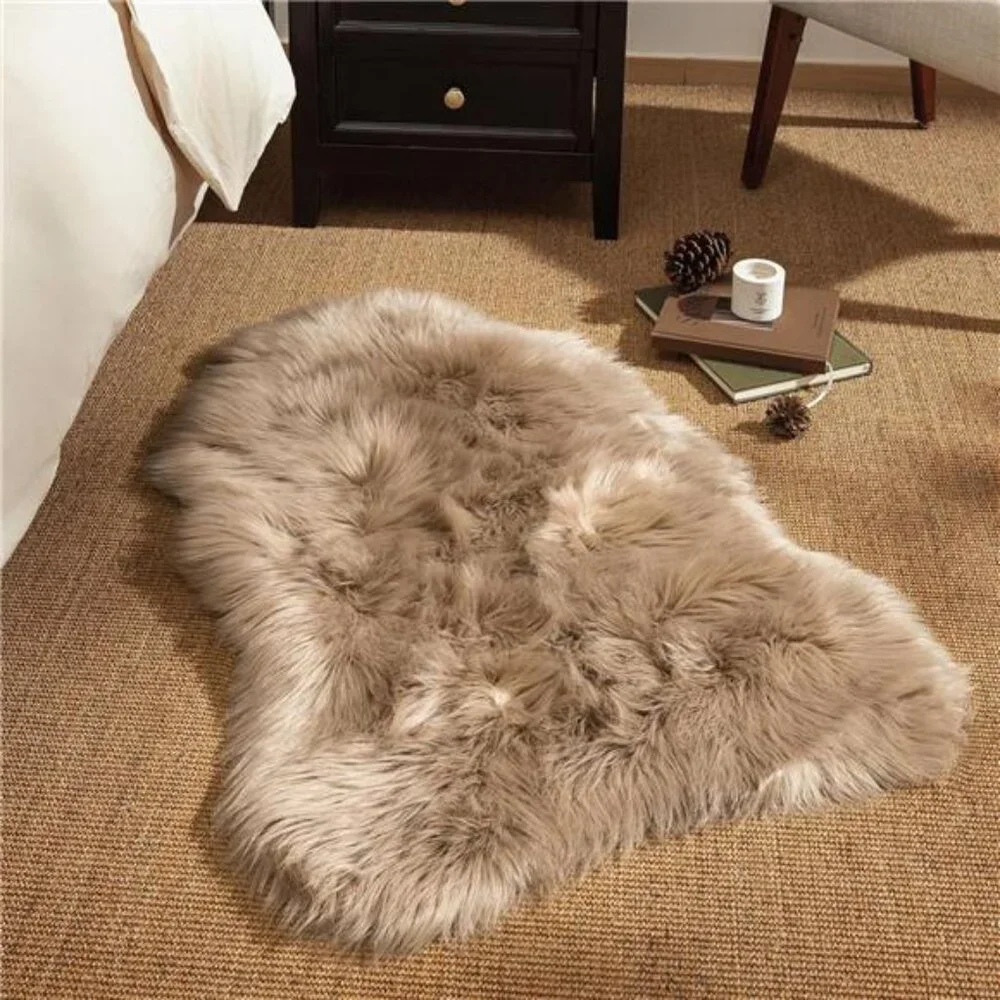 FauxFur Rug,Beige Area Rugs,Fluffy Sheepskin Fur Rug,Fuzzy Ultra Soft 2x3Ft Rugs - Picture 3 of 7
